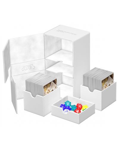 Кутия за карти и аксесоари Ultimate Guard Twin Flip`n`Tray XenoSkin - Monocolor White (200+ бр.) - 3